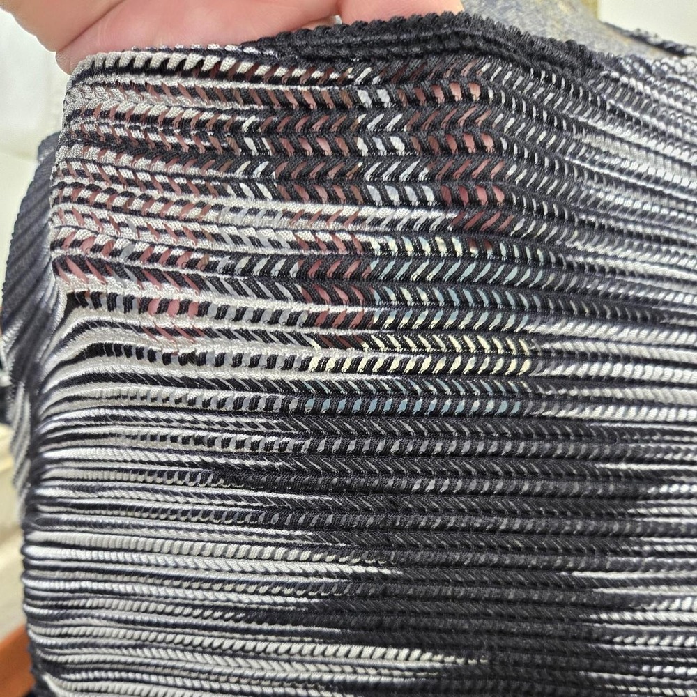 Alfani black & gray striped nylon & spandex top with a boho vibe - Picture 2 of 7